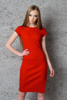 Красное трикотажное платье FIORITA