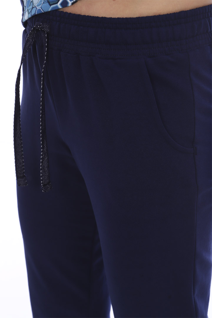 Фото товара 17409, женский спортивный костюм темно-синего цвета